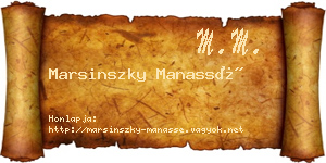 Marsinszky Manassé névjegykártya